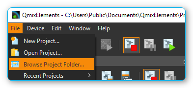 Projektverzeichnis im Dateiexplorer öffnen