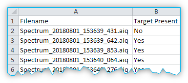 Beispiel CSV Datei für Klassifizierungsmodell