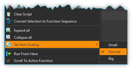 Script Editor Skalierung ändern