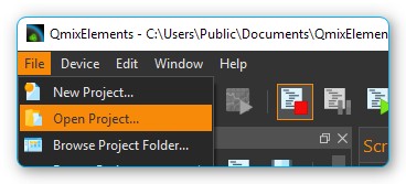 Figure 1.37: Open an existing project