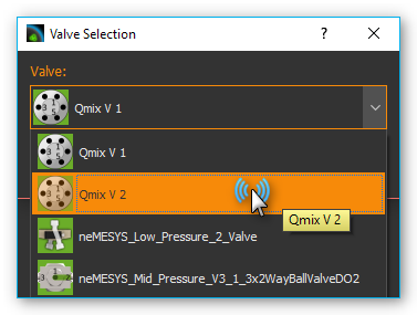 Figure 14: Valve selection dialog