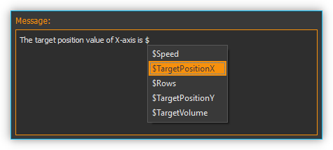 Figure 1.1.6: Using variables in Show Message function