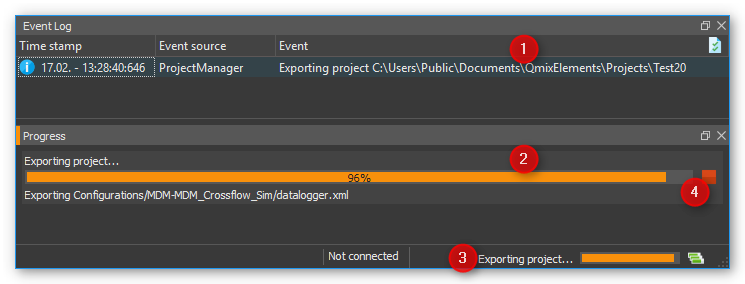 Figure 1.41: Status display project export